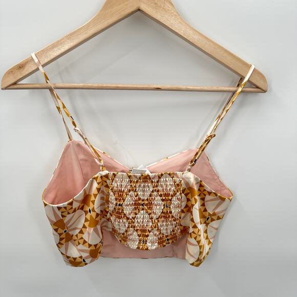 HOUSE OF HARLOW 1960's NWT Satin Geometric Crop Blouse // M - Picture 6 of 8